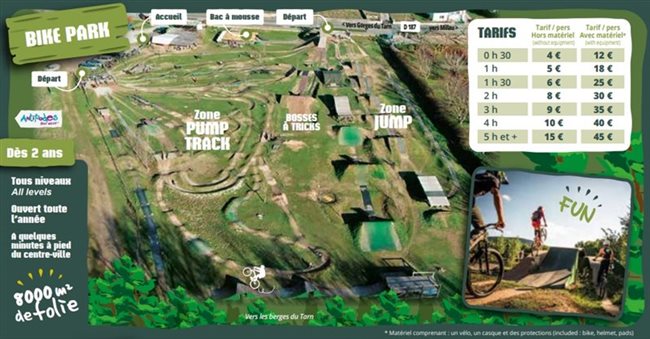 Tarif Bike park, Millau, Aveyron